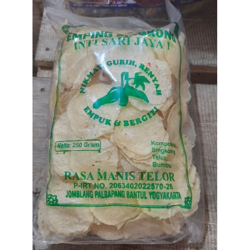 

Emping singkong rasa manis telur khas jogja 2 bungkus 35.000