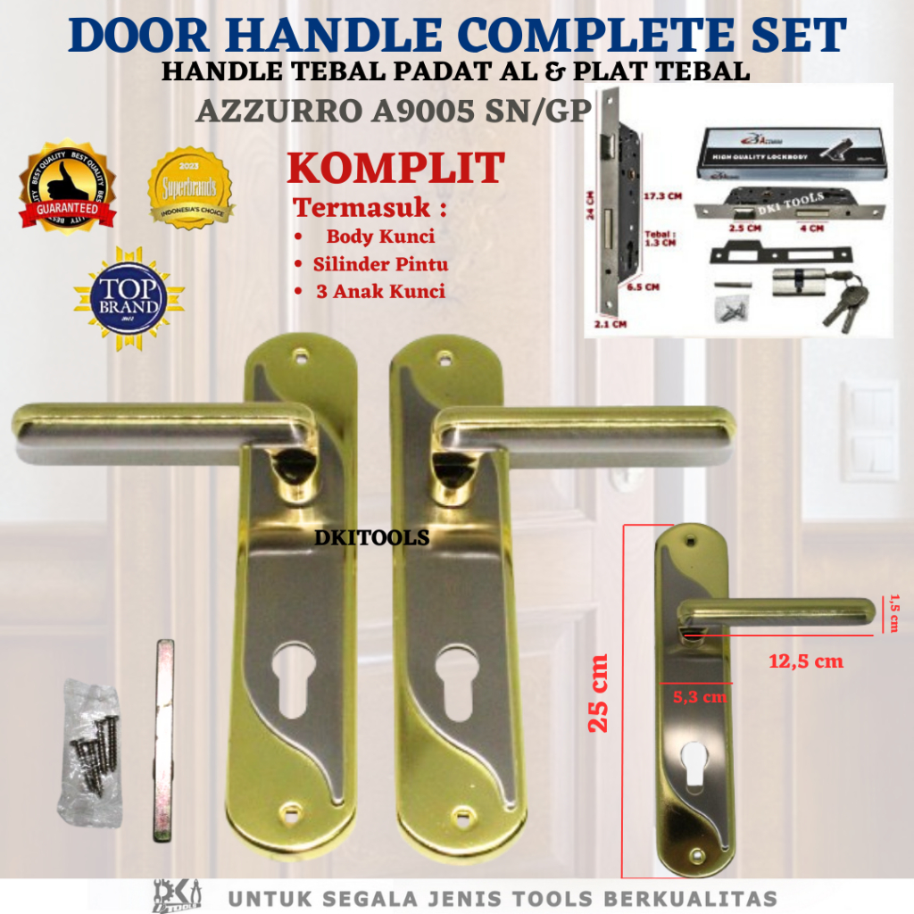 AZZURRO Door Handle Tarikan Gagang Kunci Pintu Rumah Besar Set Komplit A9005