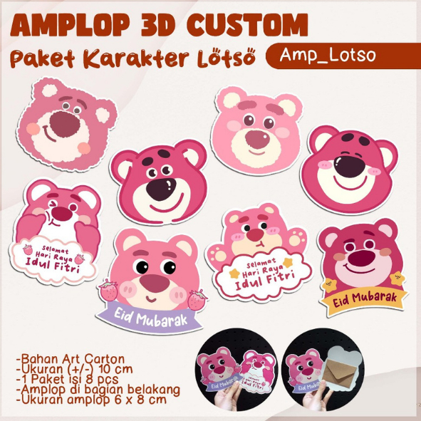 

1 SET ISI 8 Pcs Amplop THR Lebaran Idul Fitri Motif Karakter LOTSO