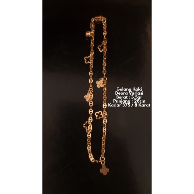 Gelang Kaki Emas Model Deora Variasi Kadar 375