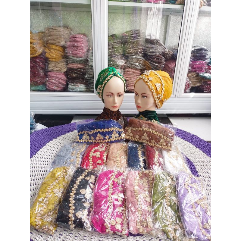Turban mewah wanita haji kekinian