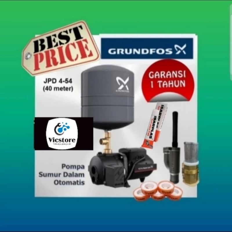 Pompa air sumur dalam Grundfos jpd 4-54 pt v complete set jet pump 40 m