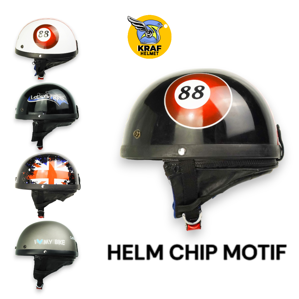 Helm Chips / Helm Sepeda Premium Motif | Helm Chip/Helm Retro | Kraf Helmet