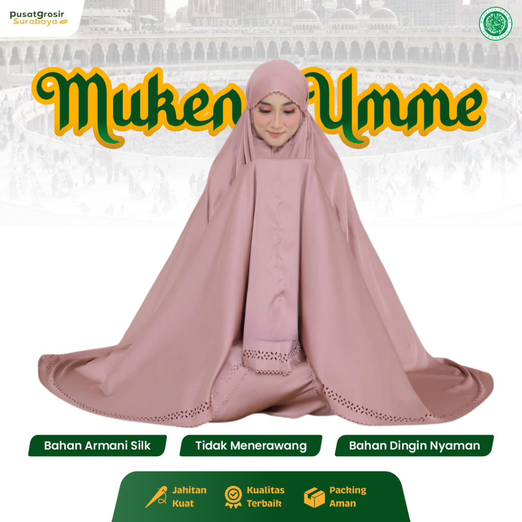 Mukena Dewasa Umme Bahan Armani Silk Laser Rantai Tebal Polos Dingin Nyaman