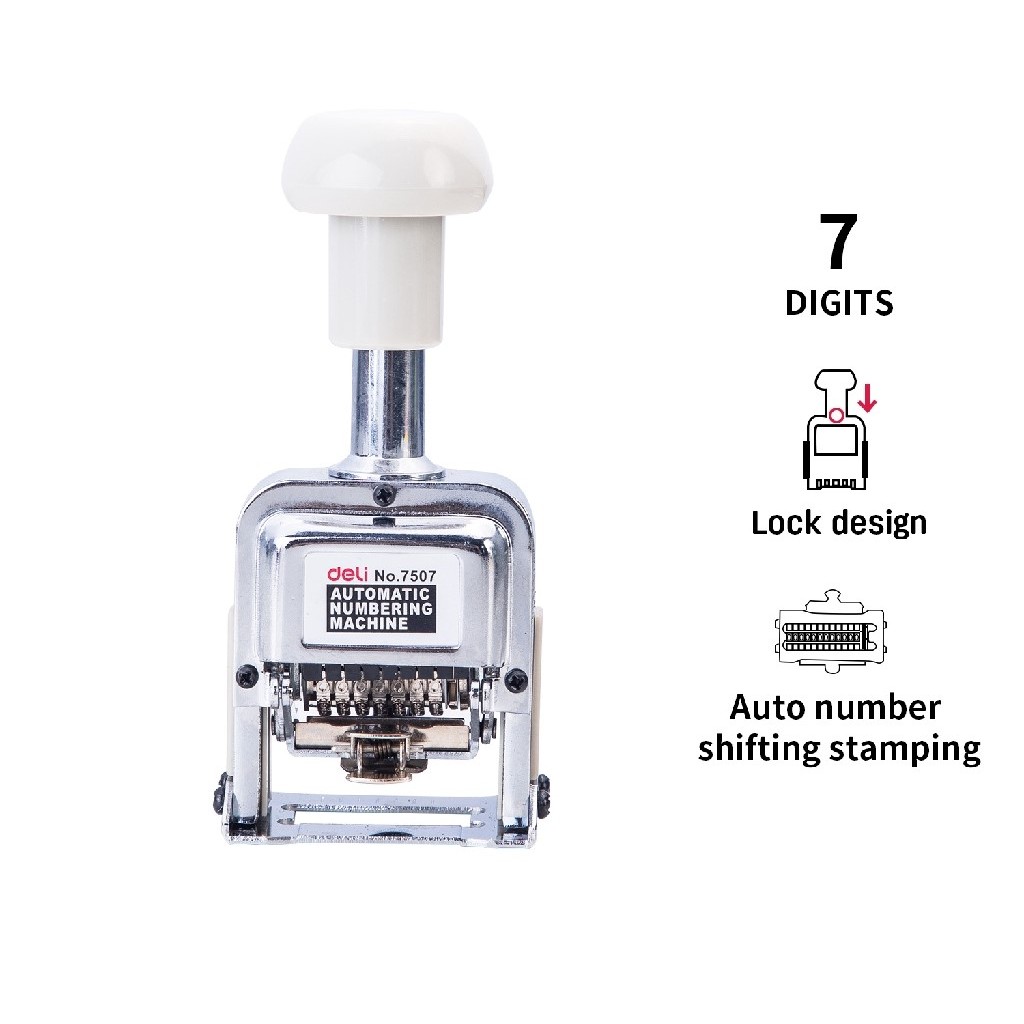

MESIN CAP STEMPEL NOMOR OTOMATIS 7 DIGIT DELI 7507 NUMBERING MACHINE NOMERATOR
