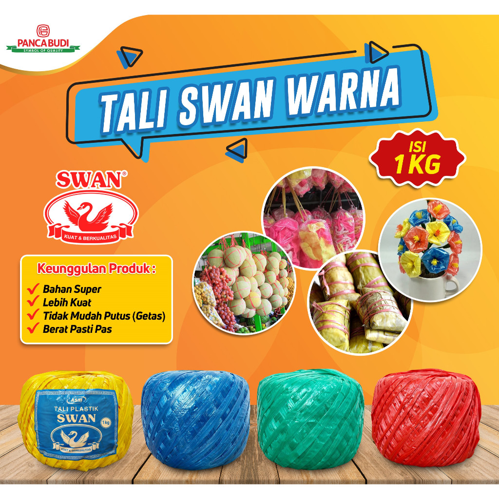 

Tali Rafia Warna Swan 1 KG / Tali Plastik