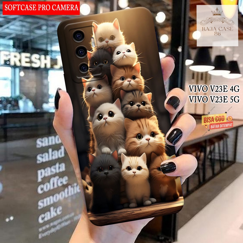 Case Vivo V23e 4G / Vivo V23e 5G Terbaru - Rajacase - casing Hp Vivo V23e - Motif Softcase Cats - Pe