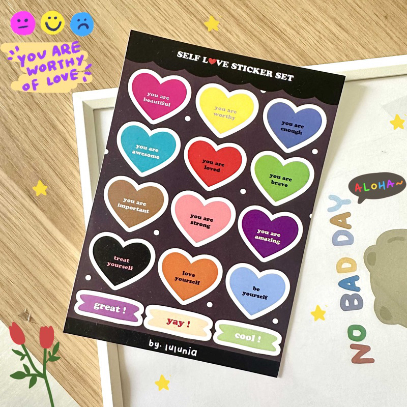 

SelfLove Sticker Sheet Series by Lulunia (sticker set/sticker waterproof/sticker lucu)