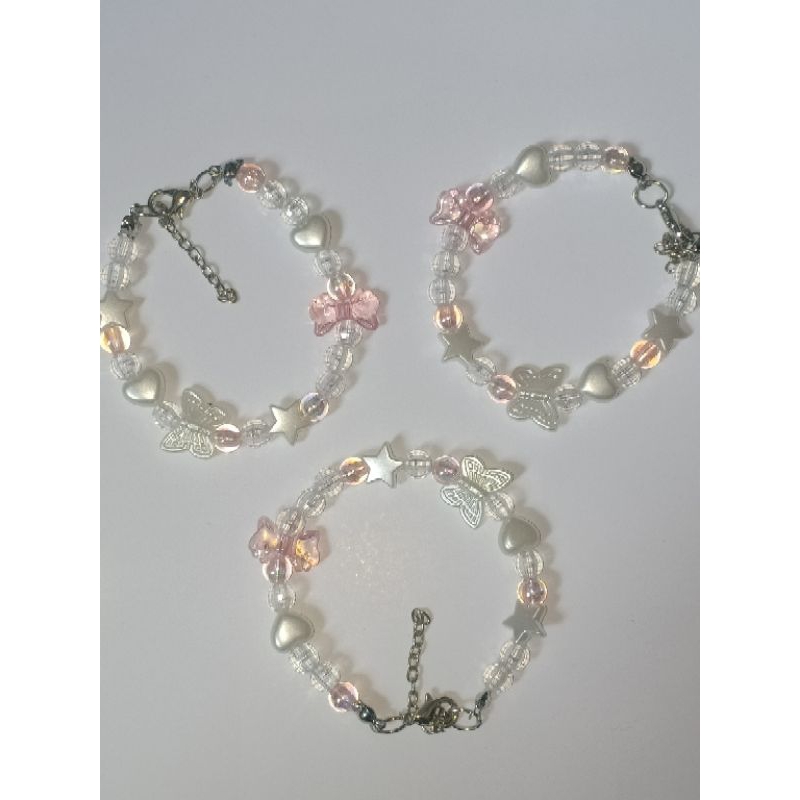 Gelang Manik Pink Love Bening | Gelang Manik Aesthetic | Gelang Manik Korean Style