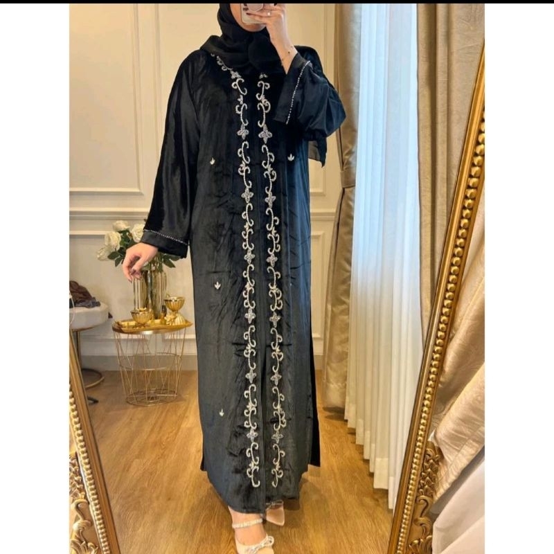 ABAYA DUBAI VELVET HANDWORK/DUBAI ABAYA/BAJU PESTA/BAJU LEBARAN
