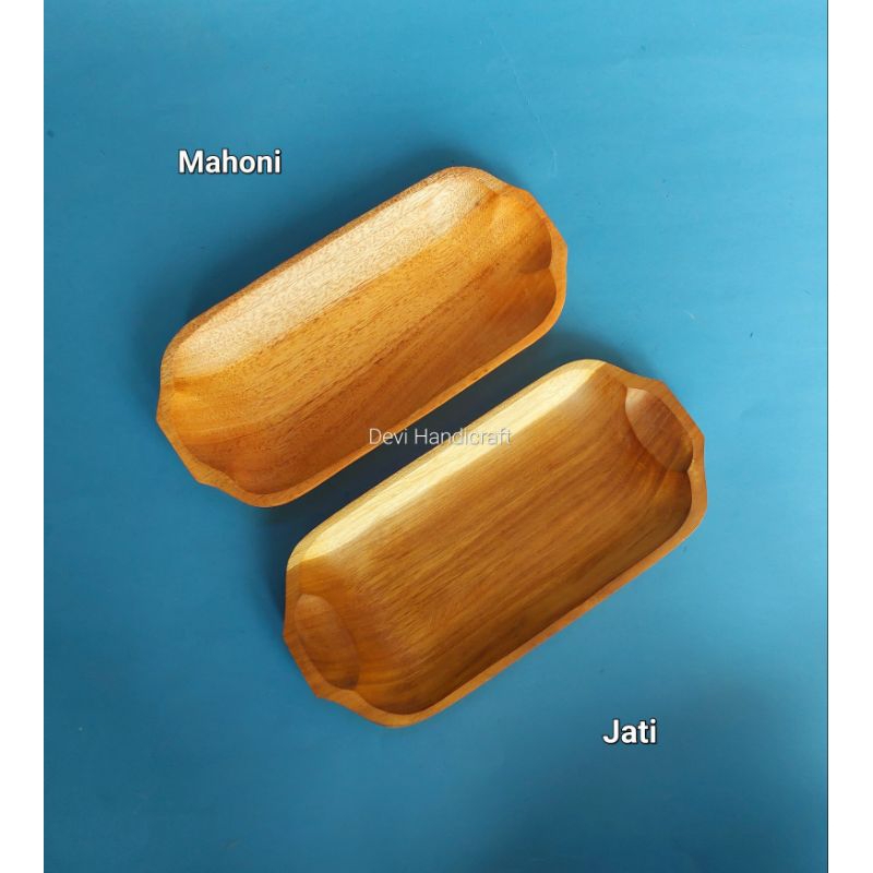 0piring kayu/piring saji/piring sushi/kebab kayu jati dan kayu mahoni 12x25cm ( S8 )