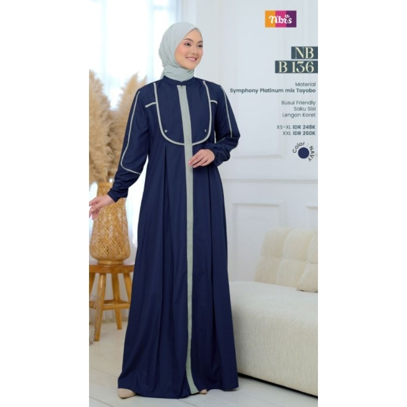 Gamis Nibras NB B136 gamis lebaran gamis diskon gamis crinkle gamis rayon gamis diskon 25%