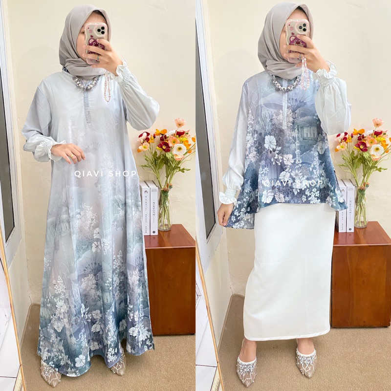 Seragam keluarga / baju kembaran wanita / gamis premium / gamis sutra silk / blouse sutra silk / baj