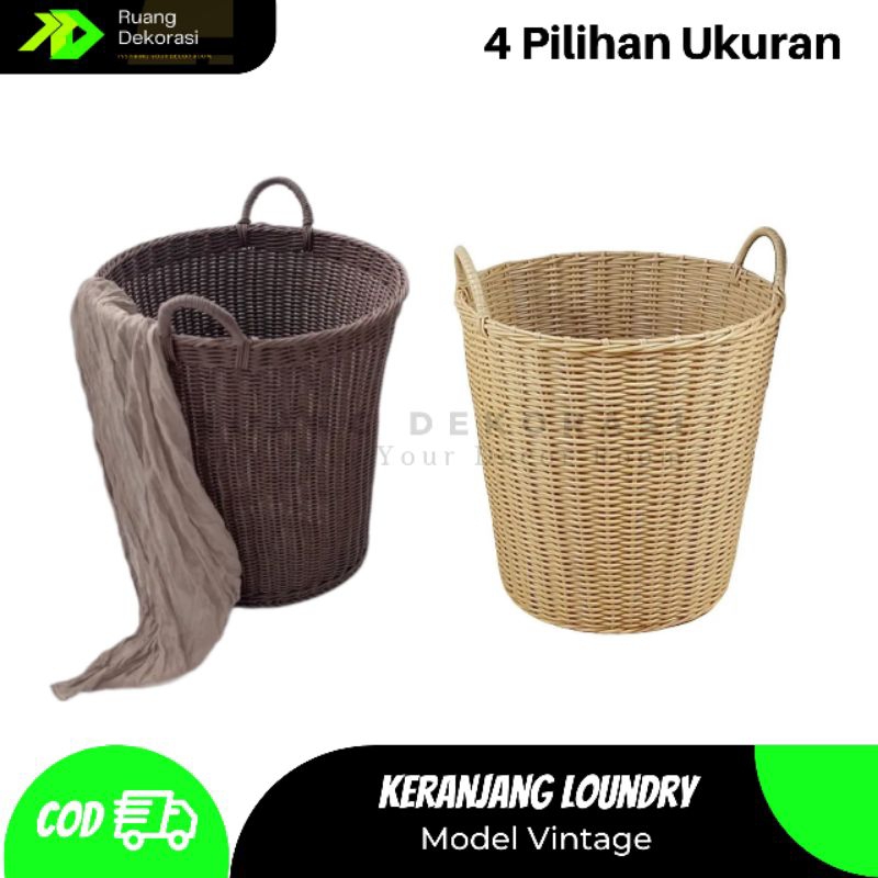 Keranjang Loundry Rotan Bulat Keranjang Baju Kotor Keranjang Loundry Aestethic Keranjang Basket Rota