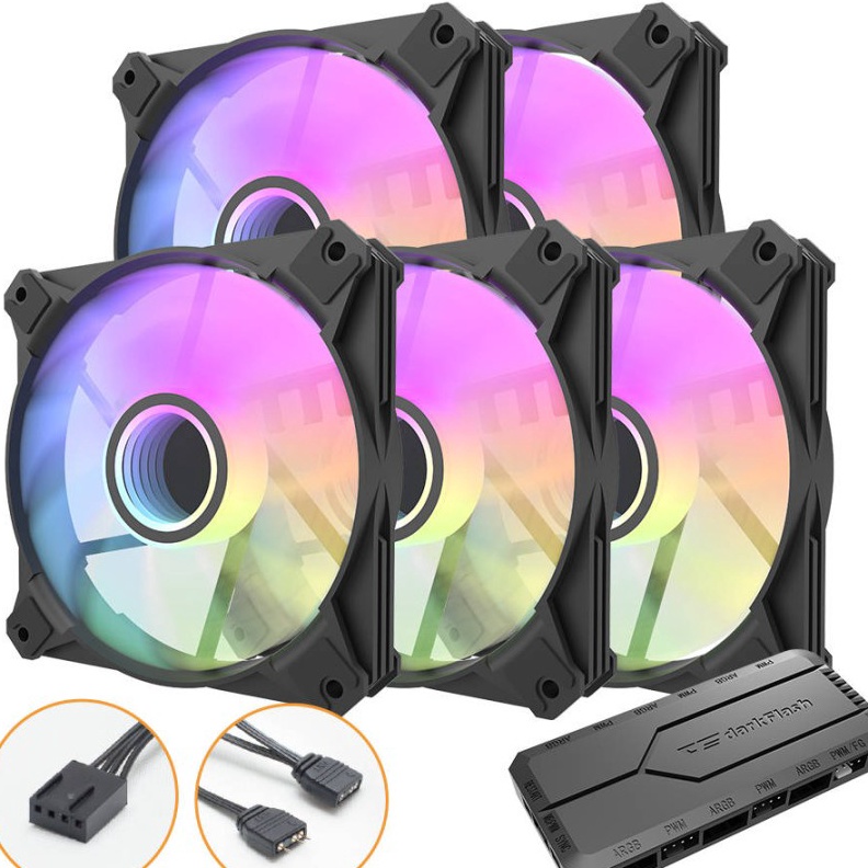 Hemat Berkalikali Lipat Fan DARKFLASH INFINITY 8 PWM ARGB  5in1  Controller 5 Fan 12cm ARGB  Fan Cas