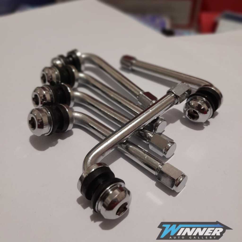 Pentil Ban Tubeles Mobil  Tipe Besi - Pentil Tubeles Besi Bengkok Panjang 80mm