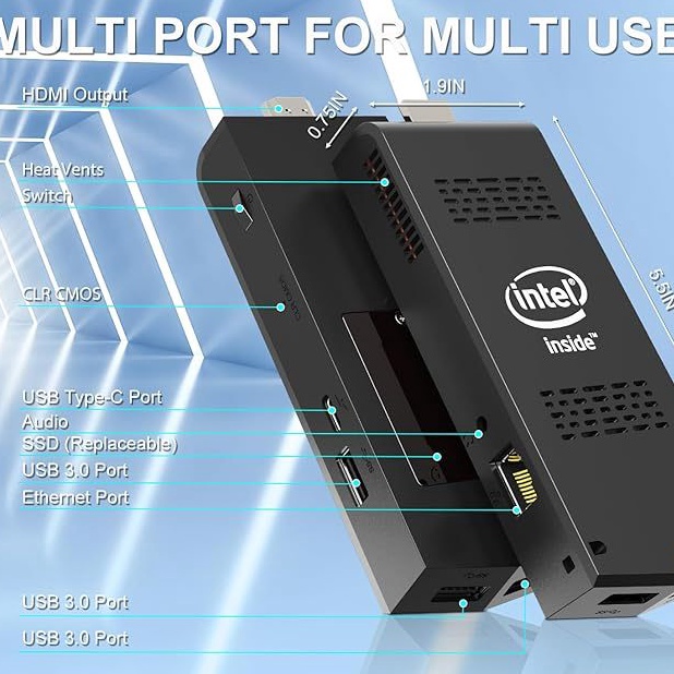 Tawaran Terpanas MiniPC S7 Intel Compute Stick Quadcore J4125 8GB DDR4 HDMI WiFi LAN Windows 11 Pro