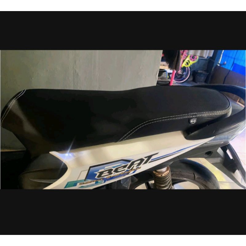 Jok motor MBTECH beat street-Beat fi-Beat Karbu doubleset motif MBTECH