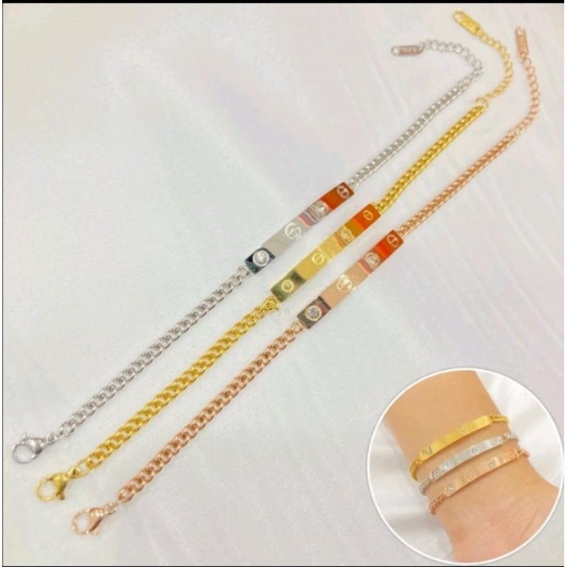 gelang rantai  ctr gelang rantai wanita titanium