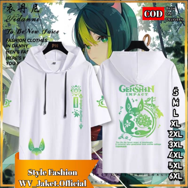JAKET HOODIE LENGAN PENDEK GENSHIN TIGHNARI Jaket Pullover Kupluk OVERSIZE S M L XL JUMBO XXL XXXL 4