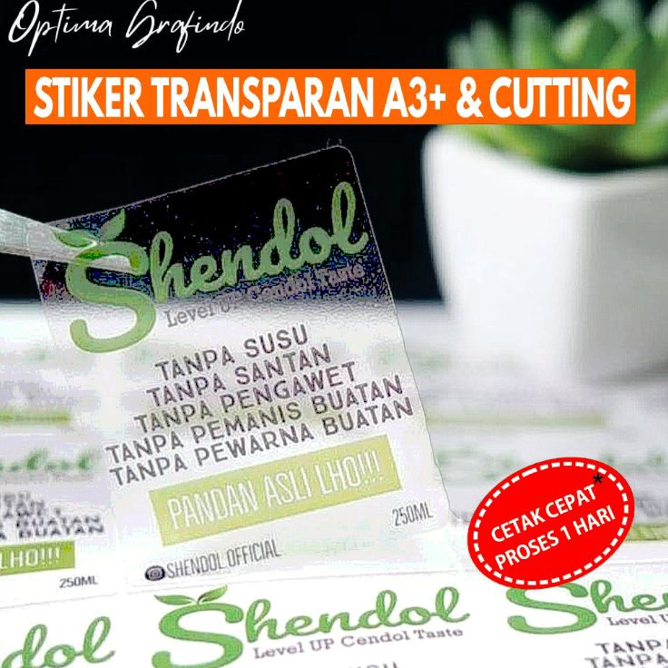 

1111 Cetak Stiker A3 Print plus Cutting Stiker Vynil Transparan Model Bebas Stiker Produk Label Makanan Minuman Hampers
