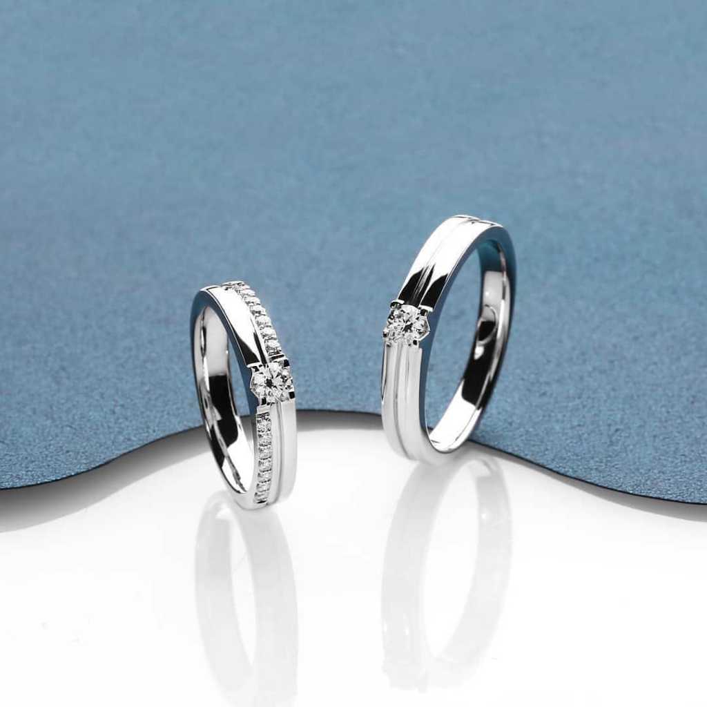 Cincin Kawin Couple Perak Nikah Pasangan Tunangan Lamaran Palladium Platinum Emas Putih 375