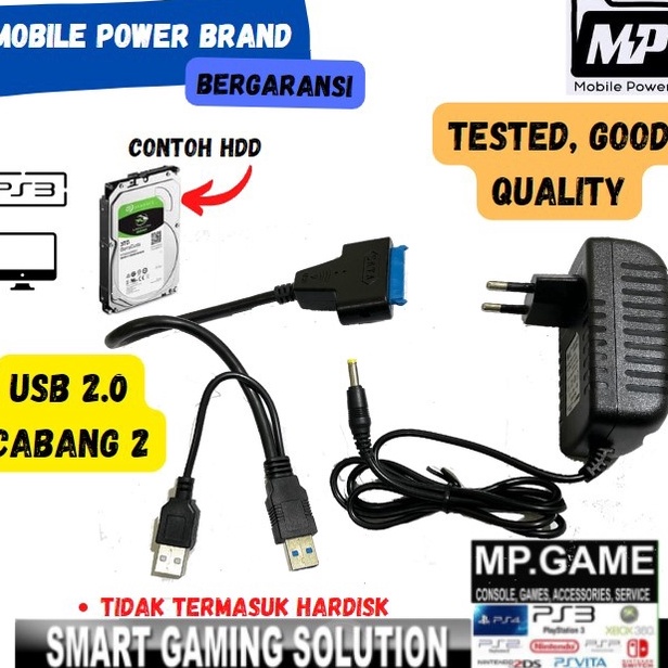 Kabel USB Sata 2 Cabang 2  Adaptor 12V 2AHDD PC35 Inch Support 4TB