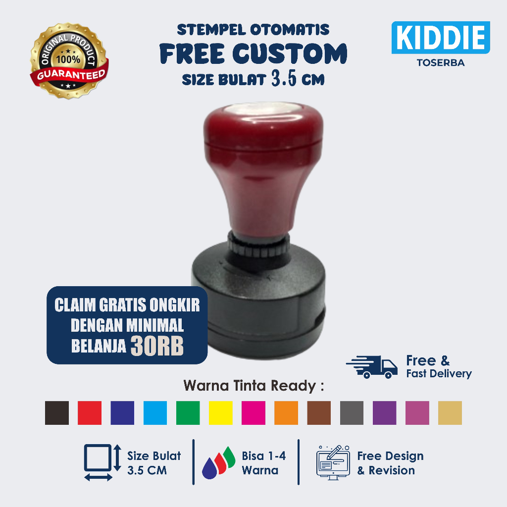 

Stempel Custom Otomatis Bulat 3,5 CM - Stempel Flash - Free Custom Design