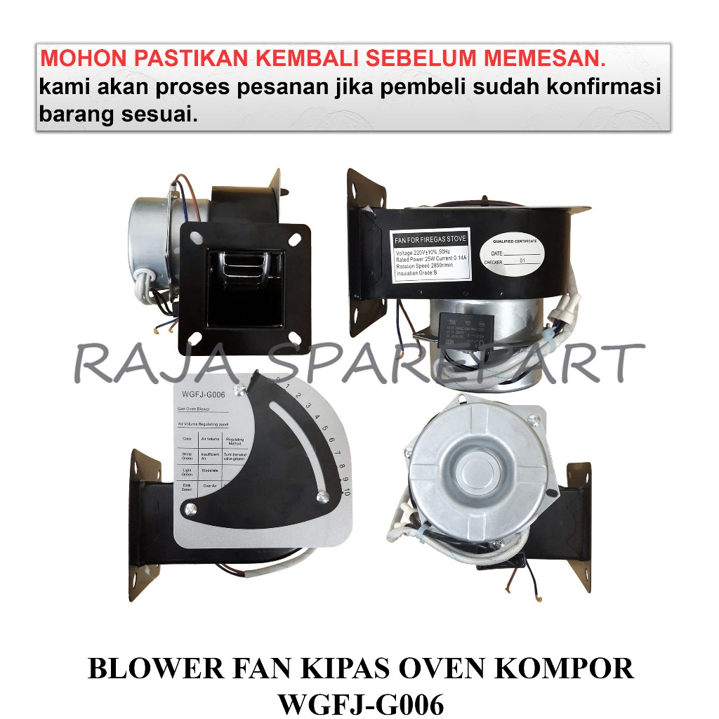 BFO6 BLOWER FAN OVEN/BLOWER FAN KIPAS GAS ELPIJI/BLOWER FAN KIPAS OVEN KOMPOR WGFJ-G006