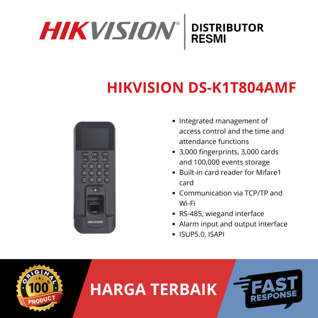 HIKVISION DS-K1T804AMF FINGERPRINT ACCESS CONTROL MESIN ABSENSI
