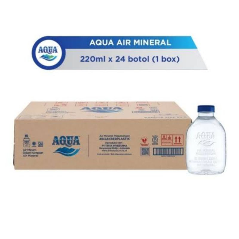 

AIR MINERAL/MINERAL WATER AQUA KEMASAN BOTOL CUBE 220 ML 1 DUS ISI 24 BTL