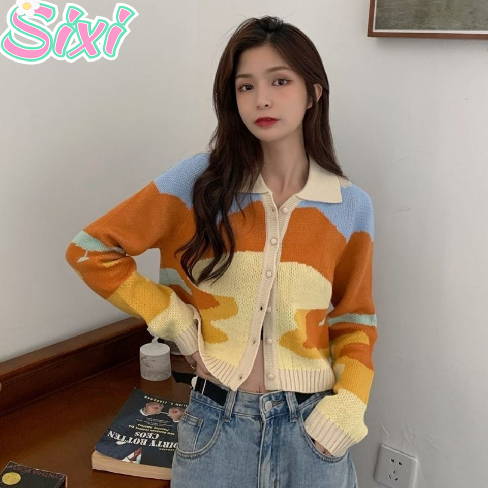 SIXI Cardigan Lucu Cardigan Crop Top Outer Rajut Korea Soft Knit Import Premium