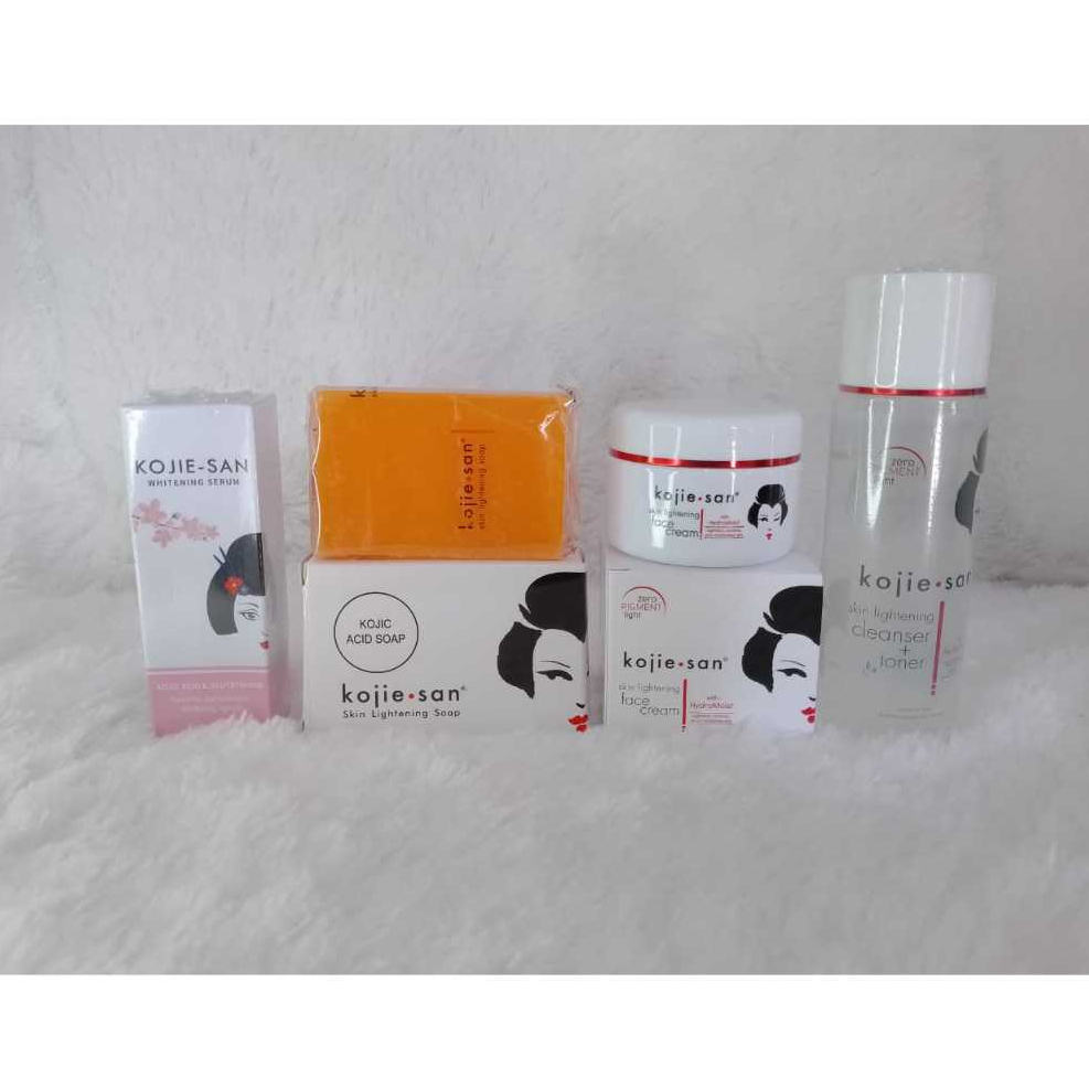 Paket Lengkap Kojisan + Serum Kojie san 4 In 1 Original / Lightening Soap 65gr / Lightening Face Cre