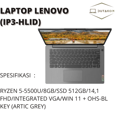 LAPTOP LENOVO IP3-HLID (ARTIC GRAY)