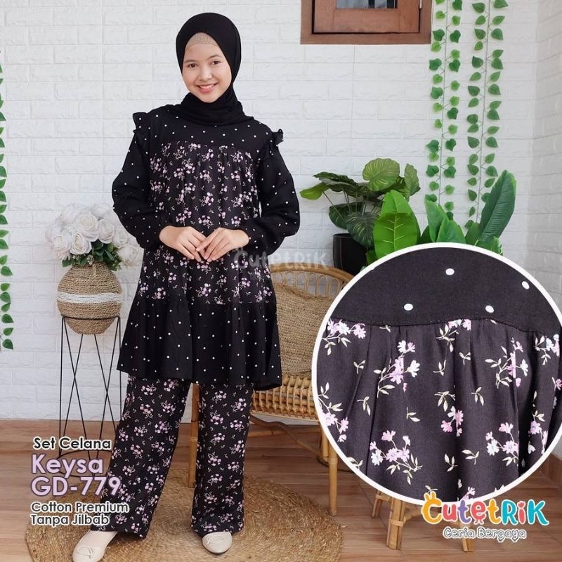Setelan muslim anak dan remaja / setelan terbaru cutetrik / set celana keysa cutetrik