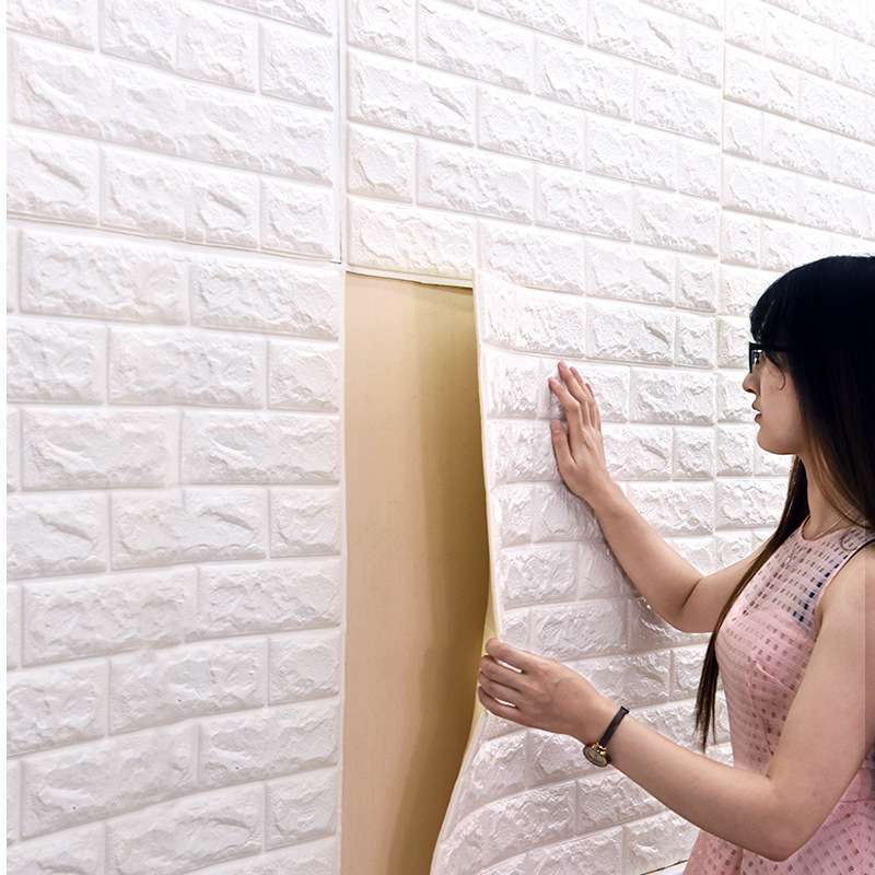 Wallpaper Dinding Foam 3D Kecil Motif Batu Bata / Walpaper Stiker Dinding Dekorasi Kamar/Ceiling Wallpaper/Wallfoam Anti Air Motif Bata/Wallpaper Dinding Kamar