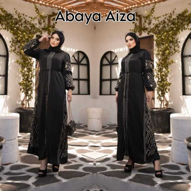 [ Nitaranz ] Abaya Dubai Arabian Santorini Bordir Simple Anggun Dress Syar'i Hitam Juba Turkey Bordi