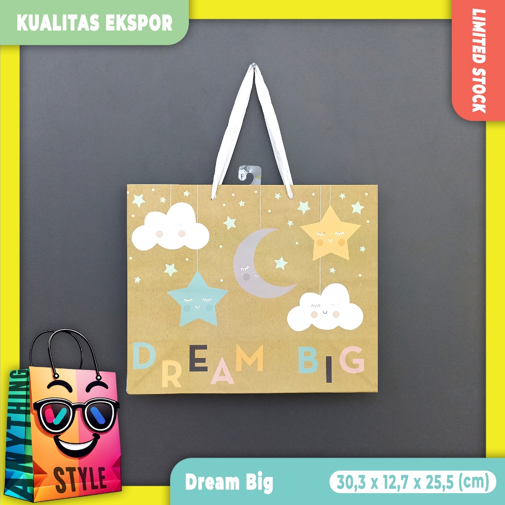 

[ Isi 1 ] Paper Bag / Tas Kertas Motif Lucu Imut Gambar Bulan dan Bintang Glitter Kualitas Ekspor untuk Syukuran Kelahiran Bayi | Souvenir | Kado