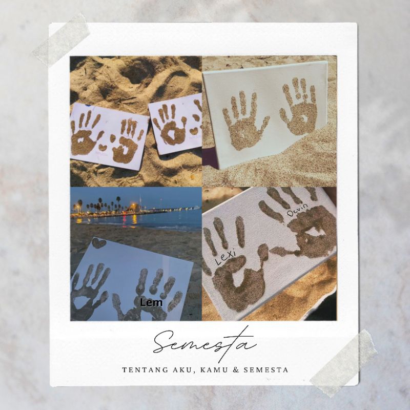 SET HAND PAINTING KIT CANVAS COUPLE DIY SAND (CAP TANGAN PASIR COUPLE)