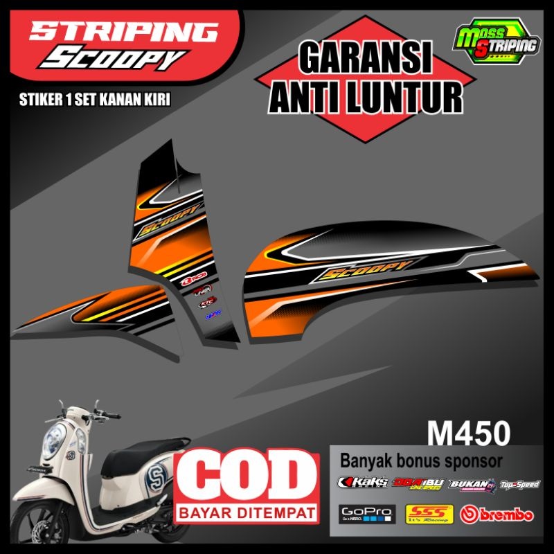 Stiker Striping Motor Scoopy Fi 2013 2014 2015 Terlaris Kode M450 - Sticker Setiker Setriping List s