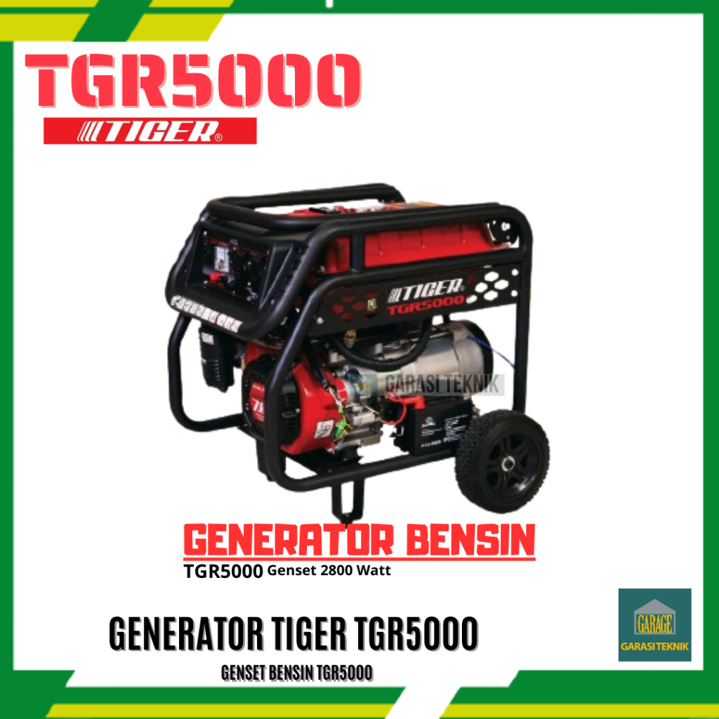 Genset 3000 Watt Bensin Tiger TGR 5000 Starter elektrik
