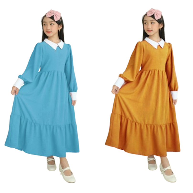 231905 Nywan Apparel pakaian long dress anak perempuan natal tahun baru couple toyobo tosca kuning