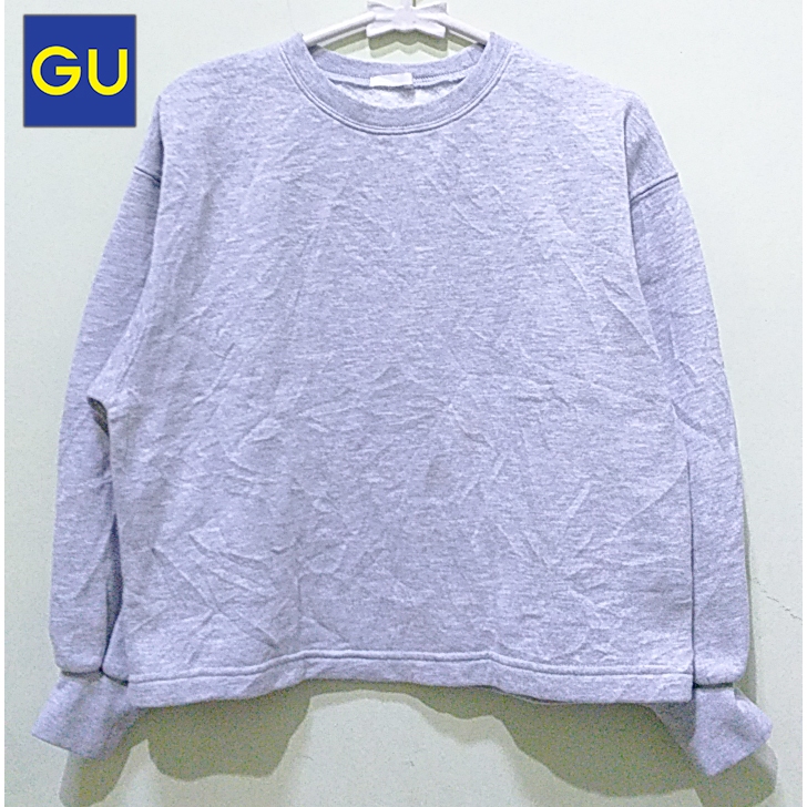 ATASAN KAOS LENGAN PANJANG ANAK LAKI PEREMPUAN UNISEX - CREWNECK ABU POLOS " GU "