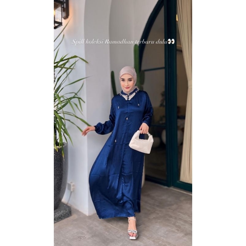 LS385 Queenstreet | Shimmer Kanaya Dress Premium | Dress Gamis Premium Wanita Payet Manik-Manik Silk