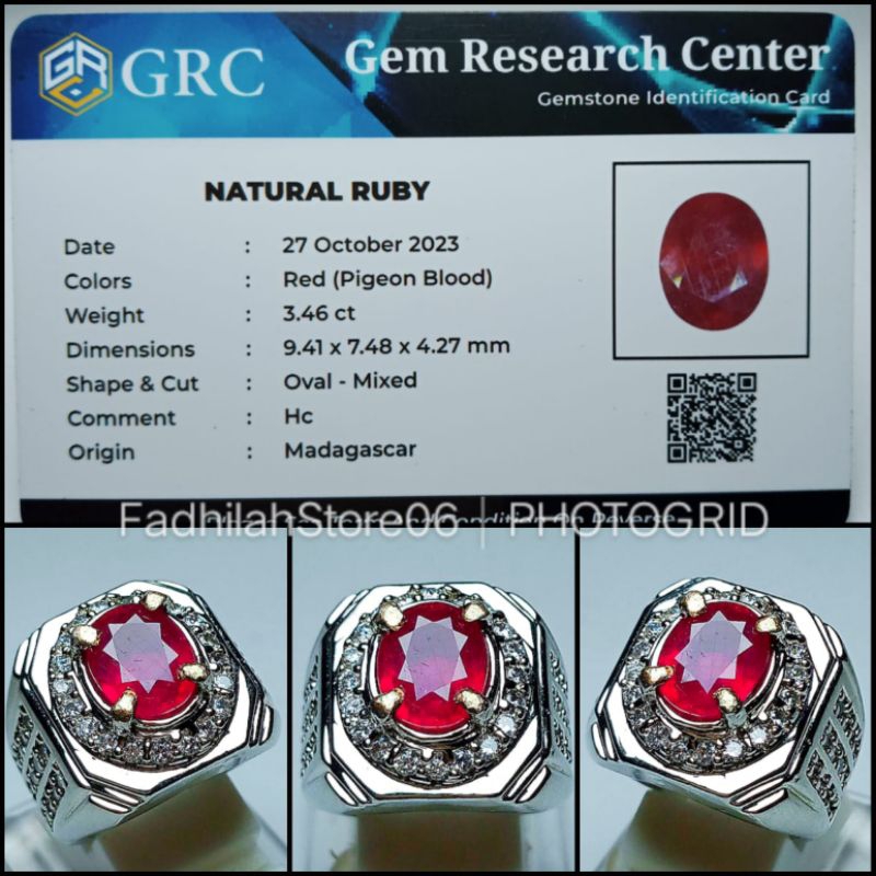 Natural Red Ruby Pigeon Blood Oval Cutting + Memo Lab