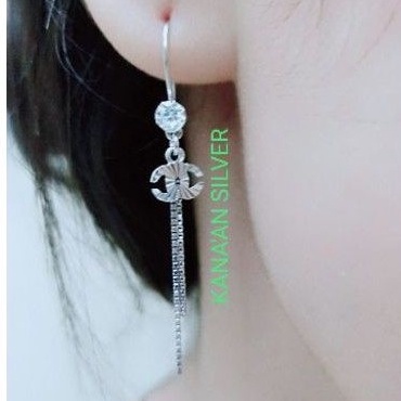 1212 FLASH SALE Anting rumbai panjang anakdewasa italy mata putih perak asli 925Silver lapisan emas 