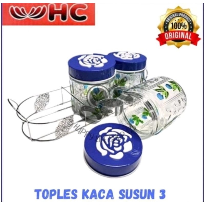 Toples Kaca Set 3 pcs / Storage Jar HC