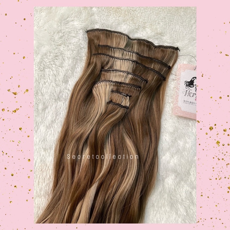 Stok terbaru hairclip 7layer highlight caramel latte murah