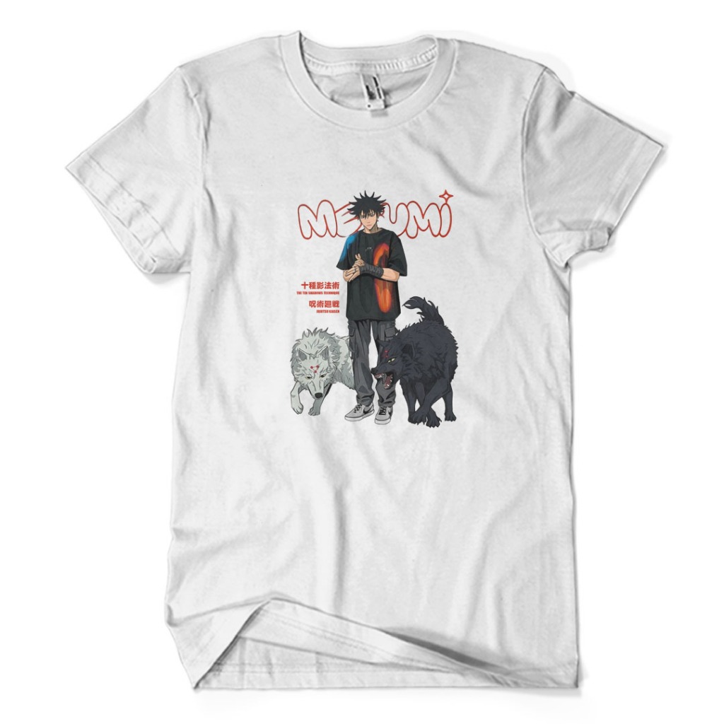 Kaos Distro Premium MEGUMI THE SHADOW TECHNIQUE - Baju JJK JUJUTSU KAISEN Anime Manga Otaku Jepang U