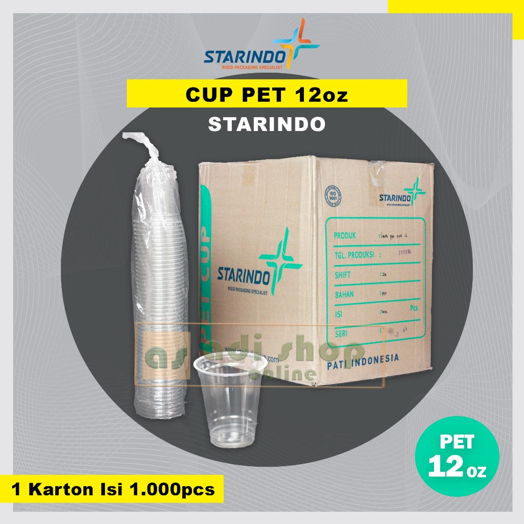 Cup PET 12oz Datar Starindo / Gelas Plastik PET